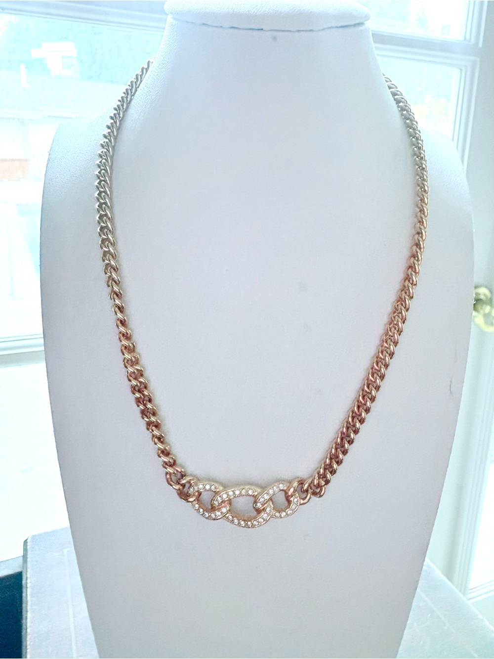 Dior Gold-Tone Chain Necklace with Crystal Link Accent